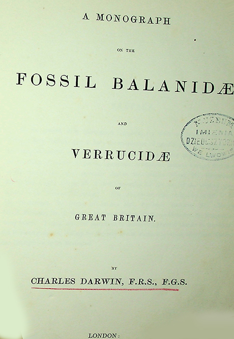 Charles Darwin F.R.S., F.G.S. A Monograph on the Fossil Balanidae and  Verrucidae of Great Britain – 1854. – London. – 44P.