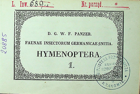 Panzer D.G.W.F. Faunae Insectorum Germanicae. Initia. Hymenoptera / D. G. W. Panzer F. – [s.l.], [s.n.], [s.a.]. – 237 p.