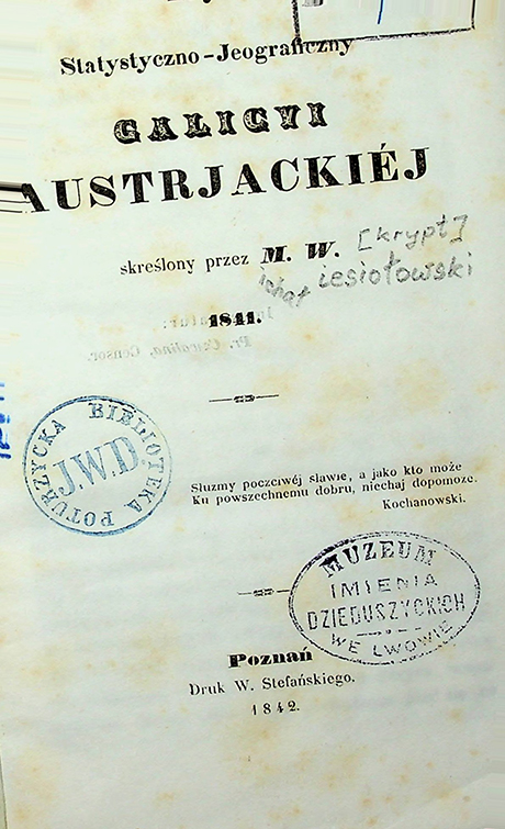 Rys Statystyczno-Geograficzny Galicyi Austrjackiej 1849