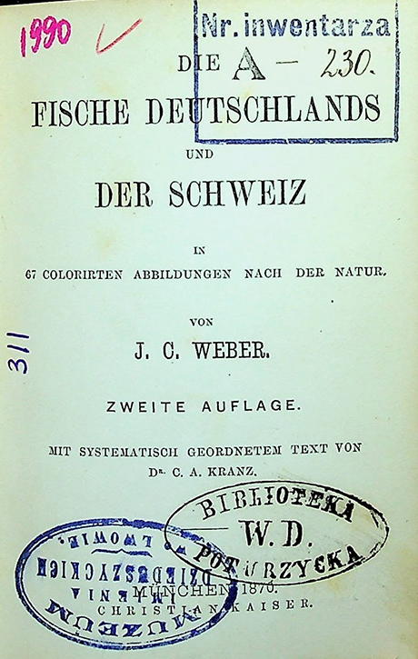J.C. Weber Die Fische Deutschlands und der Schweiz. Zweite Auflage. – 1870. – München. – 53S.